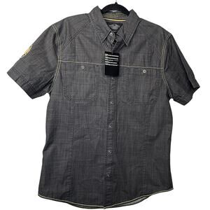 Harley-Davidson Slim Fit Button Shirt NWT Size L Gray Cotton Patch Moto Rider